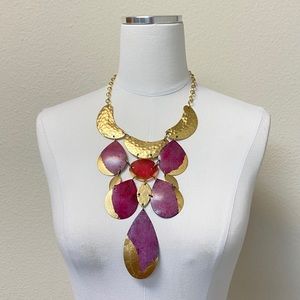 Chico’s Gold and Plum Bib Necklace